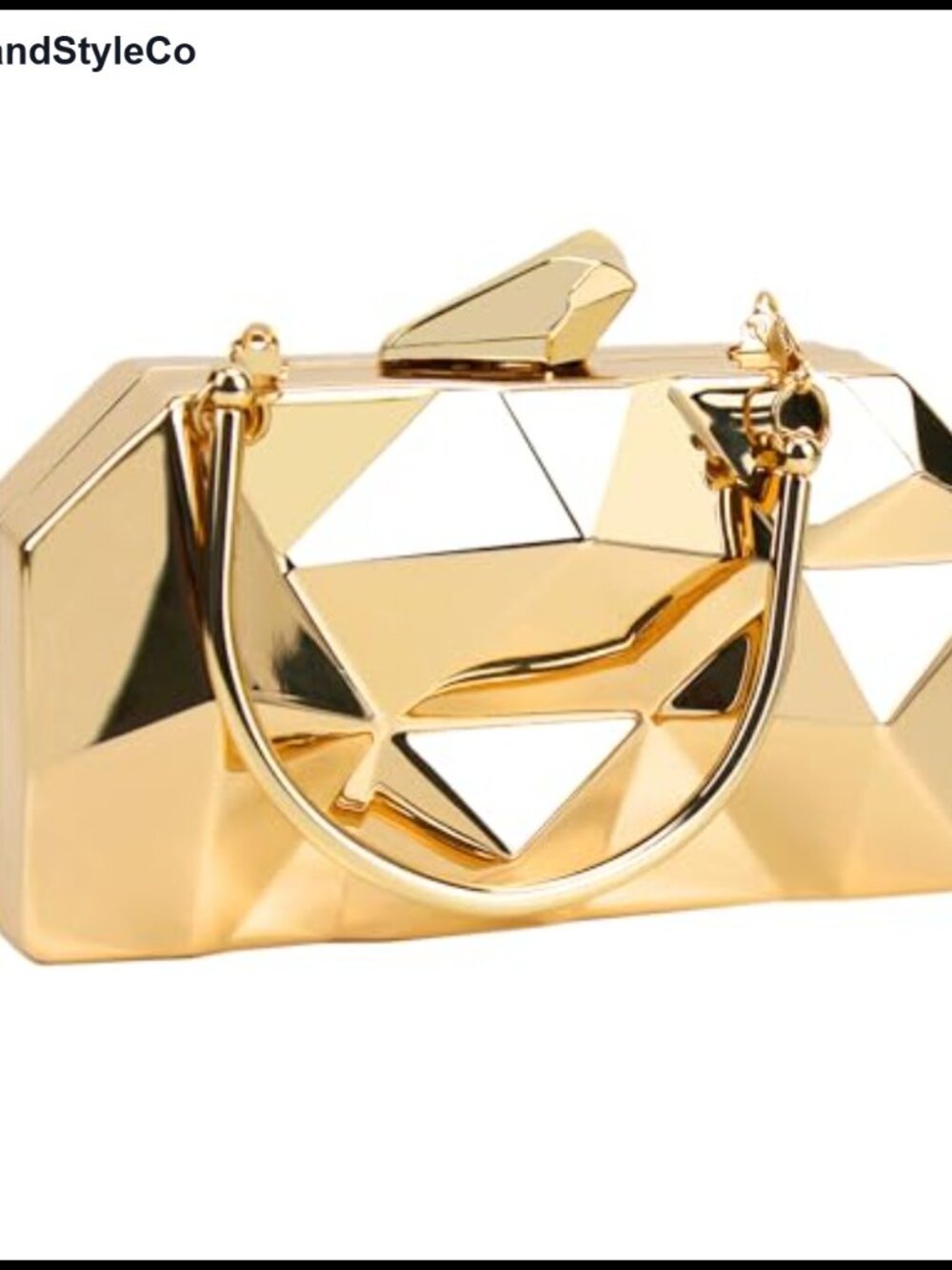 Metal Evening Clutch Purse Lattice Pattern Detachable Chain Crossbody